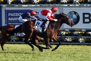 Mongolian Khan winning the 2015 G1 Caulfield Cup